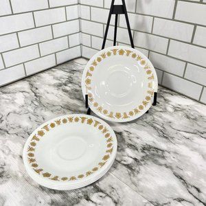 Vintage Corelle Livingware 1970's Butterfly Gold Saucers, Set of 5. 6.25"